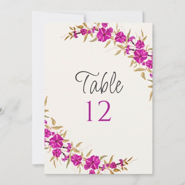 Purple Wild Trumpet Flower Wedding Table Number Inbjudningar (Framsida)