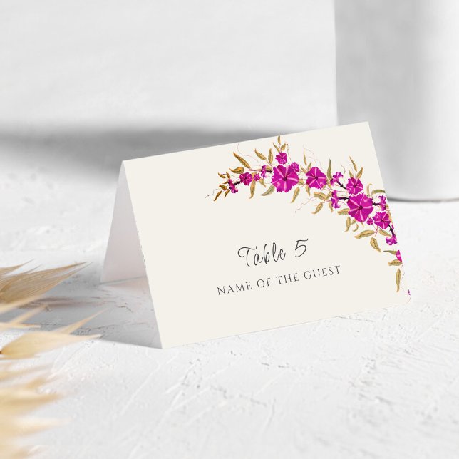 Purple Wild Trumpet Vine Flower Wedding Place Card Bordsnummer (Skapare uppladdad)
