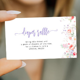 Purple wildflower baby in bloom diaper raffle tilläggskort
