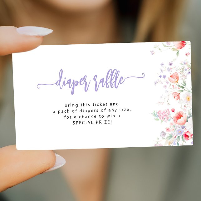 Purple wildflower baby in bloom diaper raffle tilläggskort (Skapare uppladdad)