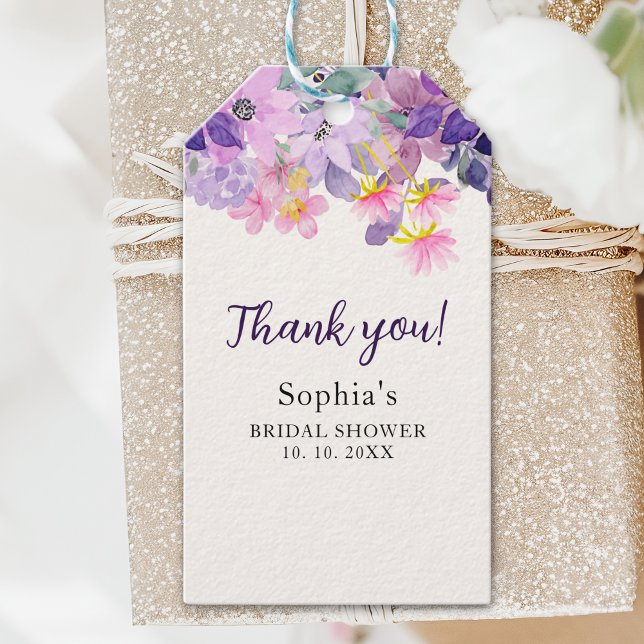 Purple Wildflower Spring Bridal Shower Theme Presentetikett (Skapare uppladdad)
