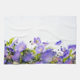 Purple Wildflowers, Dreamy Soft Botanical Kökshandduk