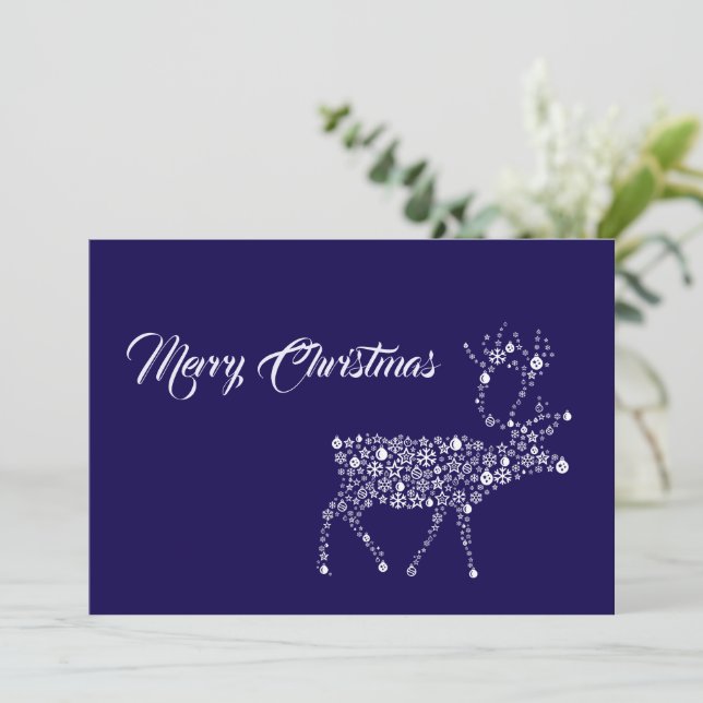 Purple wish card Merry Christmas reindeer Julkort (Stående Fram)