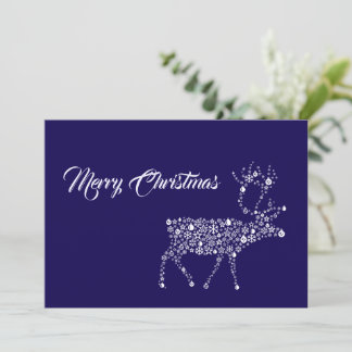 Purple wish card Merry Christmas reindeer Julkort