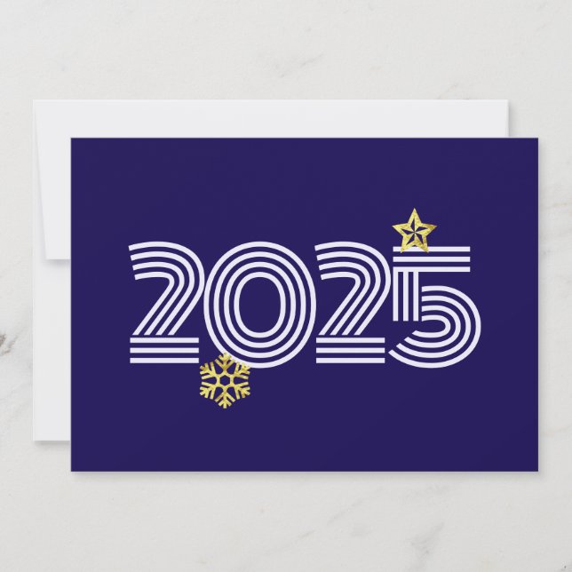 Purple wish card New Year with gold snowflakes Julkort (Framsida)