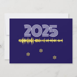Purple wish card New Year with wave snowflakes Julkort