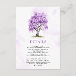 Purple Wisteria Floral Tree Wedding Details Tilläggskort