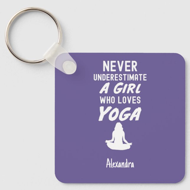 Purple Yoga Gifts For Kids Yogi Girls Lover Nyckelring (Framsida)