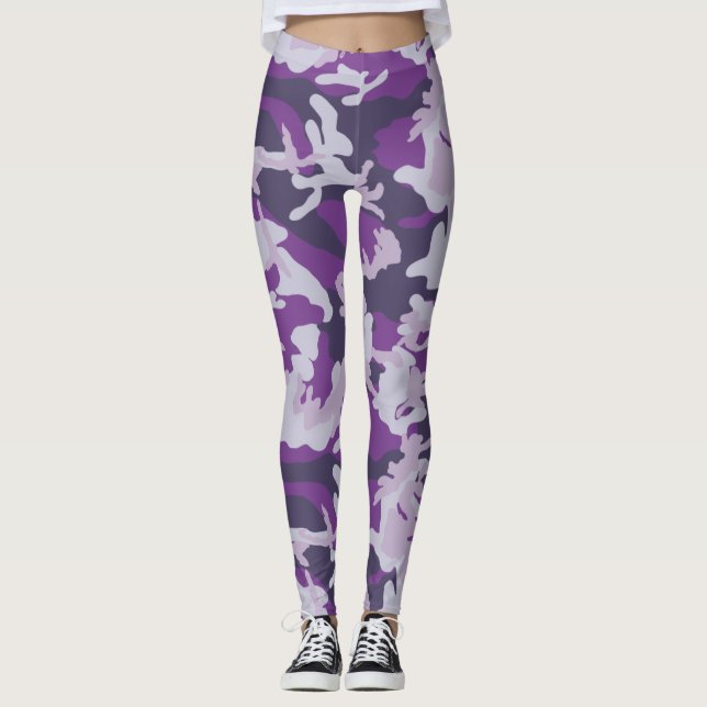 PurpleBerry Kamouflage Mönster Leggings (Framsida)