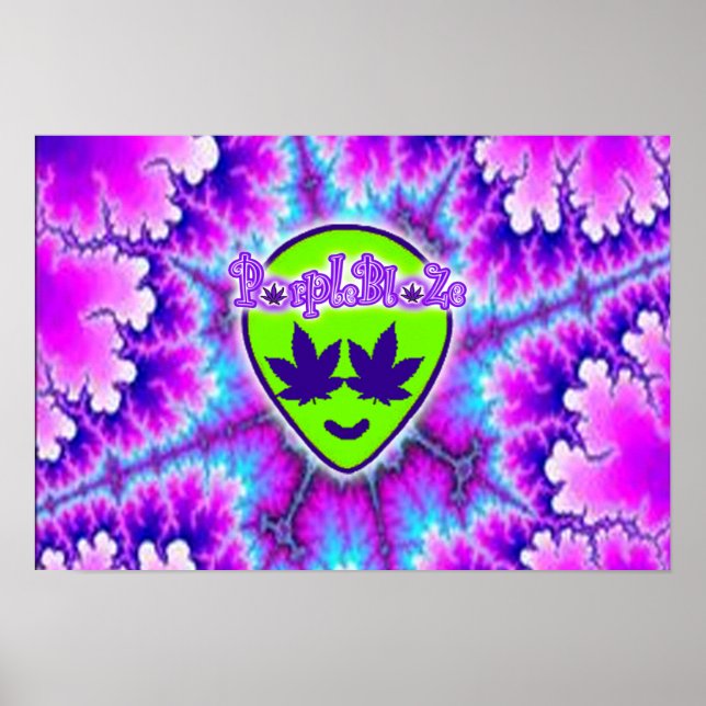 PurpleBlaZe-utlänningshuvud tyedye trippy poster (Framsidan)