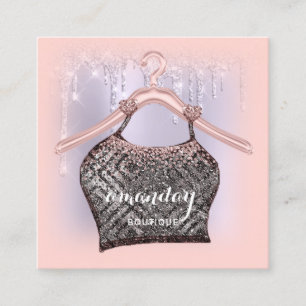 PurpleCloth Hanger Dress Mode Shop Glitter Drift Fyrkantigt Visitkort