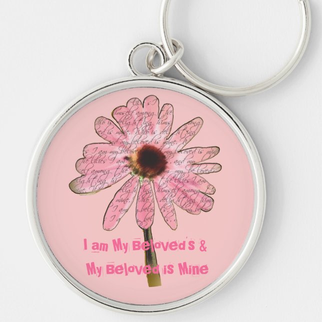 purpleconeflowerälskade3 rund silverfärgad nyckelring (Framsidan)