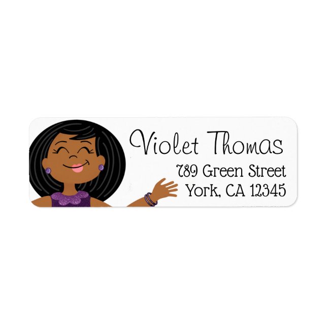 PurpleGlitzy Party Girl Returadress Etikett (Framsidan)