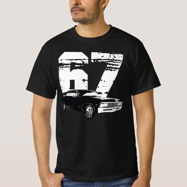 PurpleMonkeyTees 1967 Chevy Impala Front Side View T Shirt (Framsida)