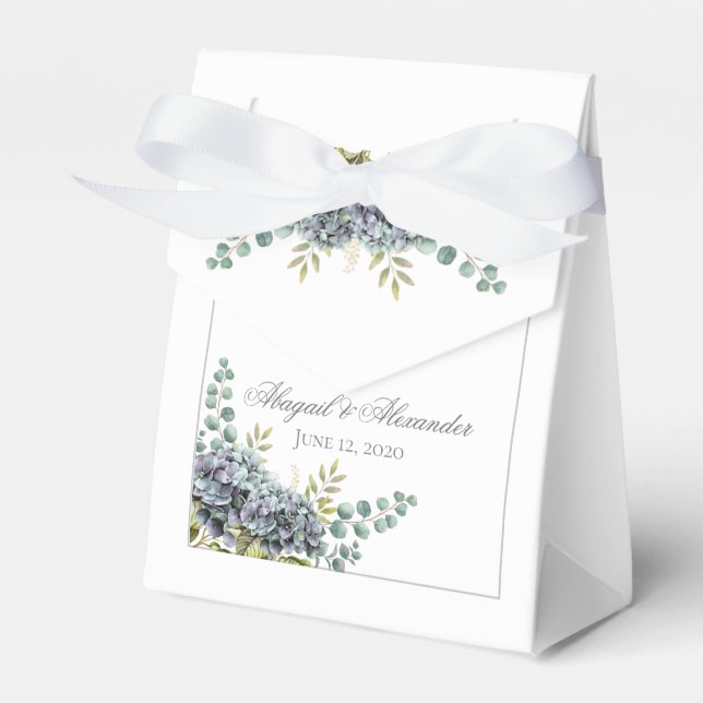 Purplish Hydrangeas Eucalyptus Favor Box Presentaskar (Framsidan Sidan)