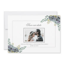 Purplish Hydrangeas Eucalyptus Photo Save Date