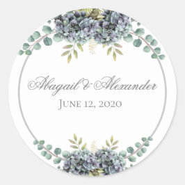 Purplish Hydrangeas Eucalyptus Round Sticker Runt Klistermärke