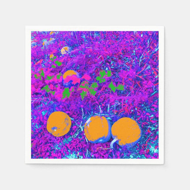 Purplish Pumpkin Fält i Pop Art Stil Pappersservett (Framsidan)