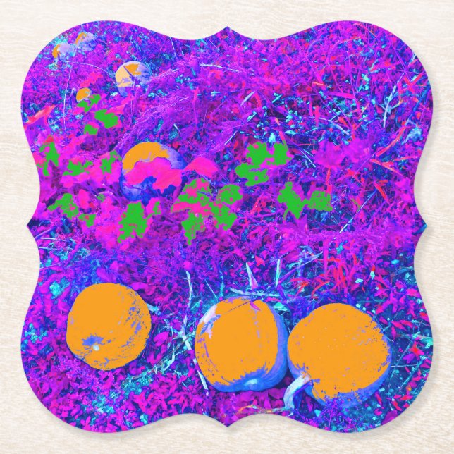 Purplish Pumpkin Fält i Pop Art Stil Underlägg Papper (Framsida)