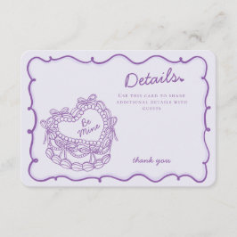 Purpur Böjd Retro Hjärt Coquette Tårta Detaljer In Tilläggskort