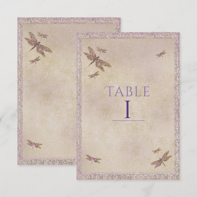 Purpur & Guld Trollsländor Trollslända Bordskort (Fram/baksida)