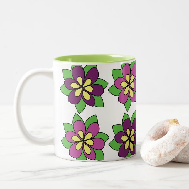 Purpur Klematis Blomma Två-Tonad Mugg (Med munk)