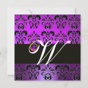 PURPUR SVART DAMAST MONOGRAM AMETIST SILVER METALL INBJUDNINGAR