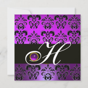 PURPUR SVART DAMAST MONOGRAM AMETYST INBJUDNINGAR