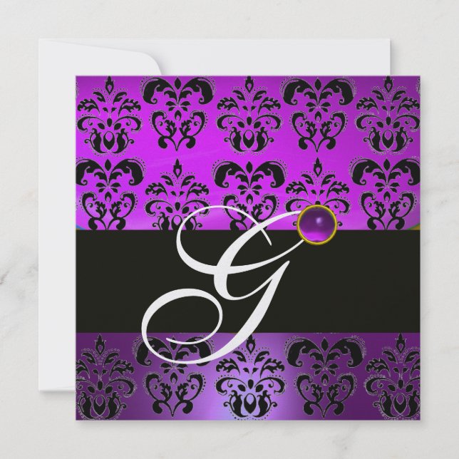 PURPUR SVART DAMAST MONOGRAM AMETYST VIT IS INBJUDNINGAR (Framsida)