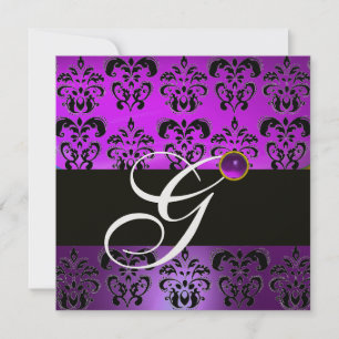 PURPUR SVART DAMAST MONOGRAM AMETYST VIT IS INBJUDNINGAR