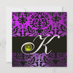 PURPUR SVART DAMAST MONOGRAM GUL TOPAS INBJUDNINGAR