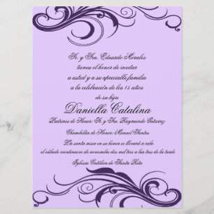 púrpura invitaciones de quinceanera inbjudningar