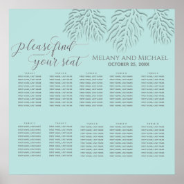 Purpurblå, präglad romantisk korallkalligrafi poster