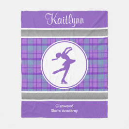 Purpurfärgad åka skridskor älsklingplädfilt fleecefilt