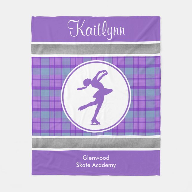 Purpurfärgad åka skridskor älsklingplädfilt fleecefilt (Framsidan)