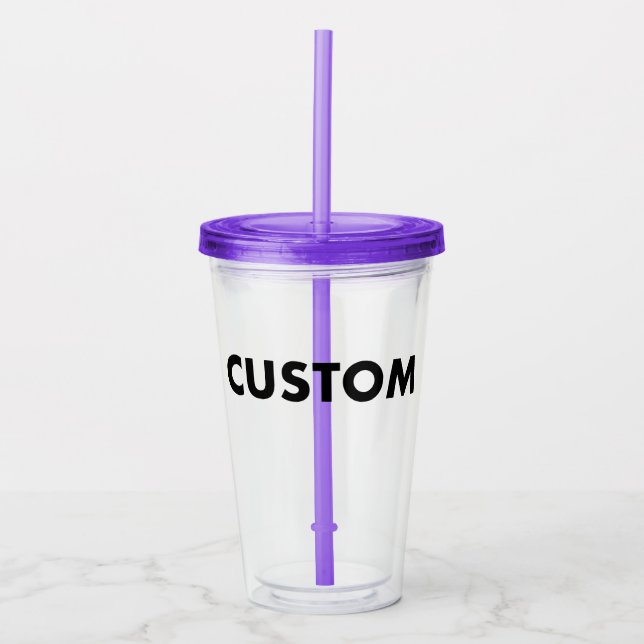 PURPURFÄRGAD Akryl Tumbler med Lock och Sugrör Take Away Mugg (Framsida)