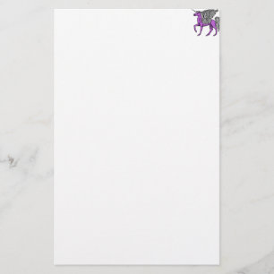 Purpurfärgad Alicorn-/Pegacorn/WingedUnicorn Brevpapper