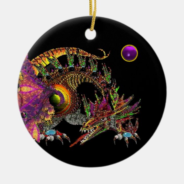 Purpurfärgad Amethyst Monogram för DRAGO Julgransprydnad Keramik (Framsidan)