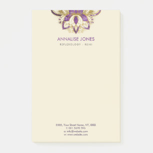 Purpurfärgad Amethyst och guld- ramlotusblomma Post-it Block