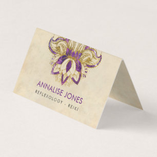Purpurfärgad Amethyst och guld- ramlotusblomma Visitkort