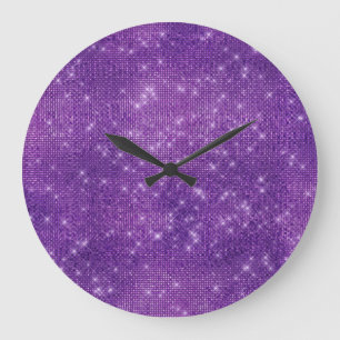 Purpurfärgad Amethyst Sparkly stjärnaSequindiamant Stor Klocka