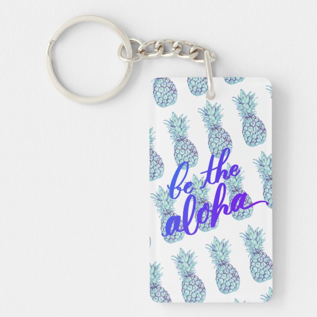 Purpurfärgad ananas Aloha Keychain (Framsidan)