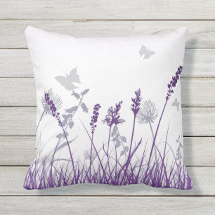 Purpurfärgad äng och fjäril kudde