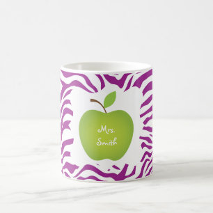Purpurfärgad Apple för sebrarandgrönt lärare Kaffemugg