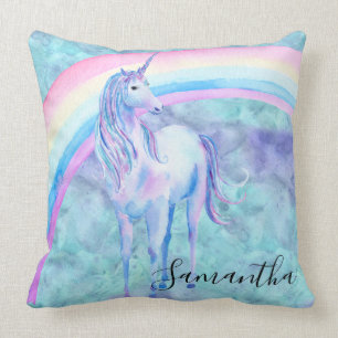 Purpurfärgad AquaUnicorndröm Kudde