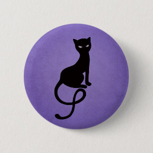 Purpurfärgad artig ondskasvartkatt knapp
