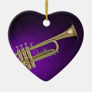 Purpurfärgad bakgrundsprydnad för trumpet julgransprydnad keramik