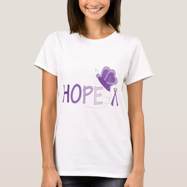 Purpurfärgad bandmedvetenhet för hopp t-shirt (Framsida)