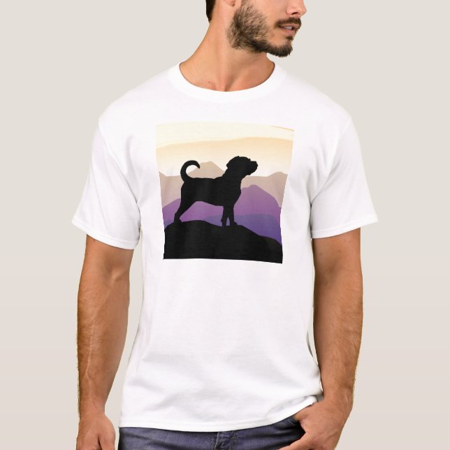 Purpurfärgad bergPuggle hund Tee Shirt (Framsida)