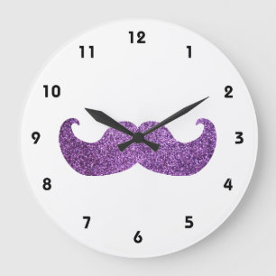 Purpurfärgad Bling mustasch (grafiskt Fauxglitter Stor Klocka